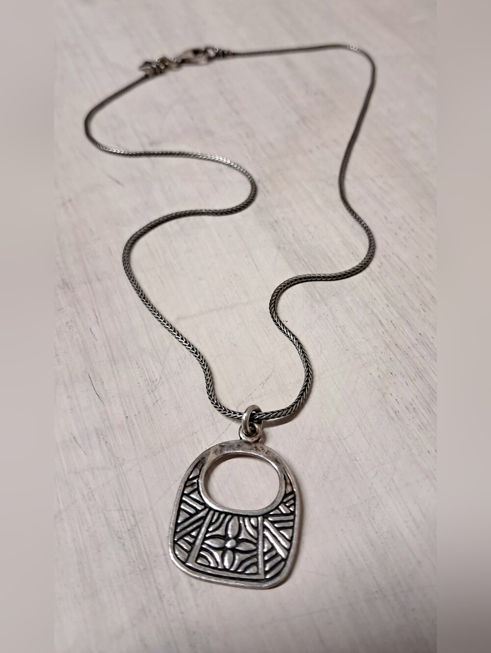 Retired Silpada Oxidized 925 Sterling Silver "Flower Basket" Pendant Necklace